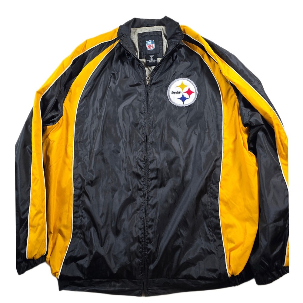 NFL Steelers Windbreaker Jacket Mens 2XL Black Yellow Polyester G-III Apparel